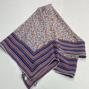 Vintage Givenchy Nouvelle Boutique Floral & Striped 100% Silk Hand Rolled Scarf
